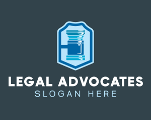 Blue Gavel Shield logo design