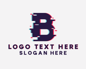 Anaglyph - Cyber Glitch Letter B logo design