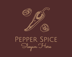 Pepper - Sliced Chili Pepper logo design
