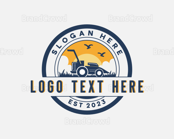 Lawn Mower Grass Cutting Logo