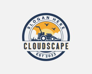 Clouds - Lawn Mower Grass Cutting logo design