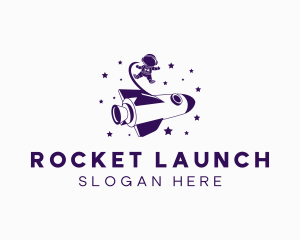 Astronaut Rocket Ship logo design