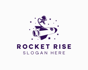 Astronaut Rocket Ship logo design