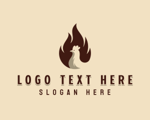 Roasting - Chicken Flame BBQ logo design