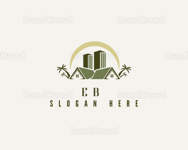 Tropical Building Lodging Logo