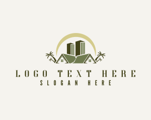 Rental - Tropical Building Lodging logo design