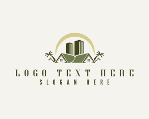 Vacation - Tropical Building Lodging logo design