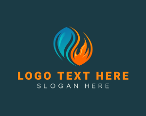 Heating - Fire Water Cooling logo design