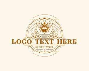 Beehive - Natural Honey Bee logo design