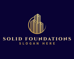 Golden  Crown - Premium Building Skyscraper logo design