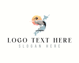 Map - Japanese Crane Bird logo design