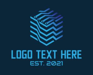 Futuristic - Technology Digital Cube Circuitry logo design