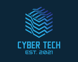 Hacker - Technology Digital Cube Circuitry logo design