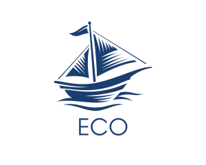 Blue Sailboat Ship Logo