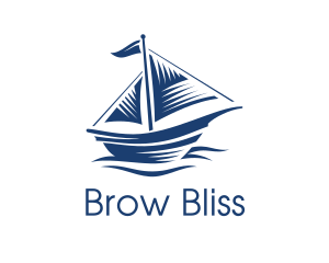 Blue Sailboat Ship logo design