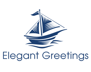 Blue Sailboat Ship logo design