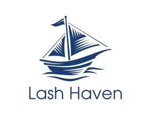 Blue Sailboat Ship logo design