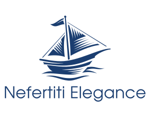 Blue Sailboat Ship logo design