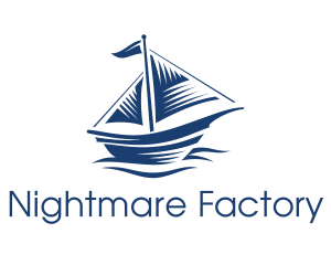 Blue Sailboat Ship logo design