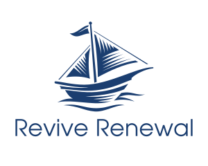 Blue Sailboat Ship logo design