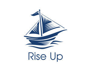 Blue Sailboat Ship logo design