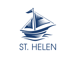 Blue Sailboat Ship logo design