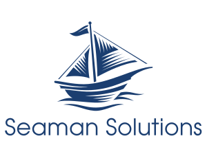 Seaman - Blue Sailboat Ship logo design