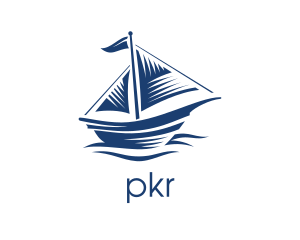 Blue Sailboat Ship logo design