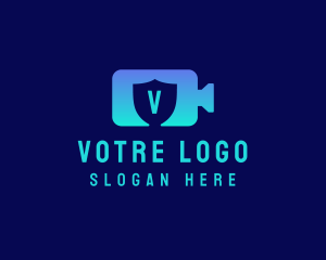 Vlogger - Video Camera Shield logo design