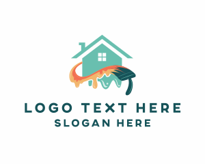 House - Paint Drip Brush logo design