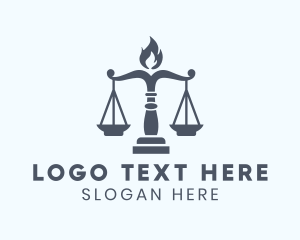 Court House - Justice Scale Torch logo design
