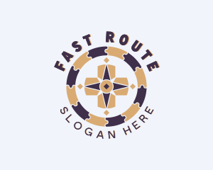 Route - Puzzle Navigation Compass logo design