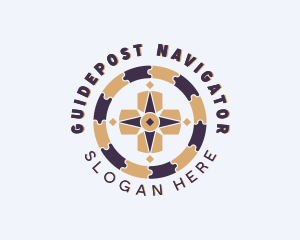 Puzzle Navigation Compass logo design