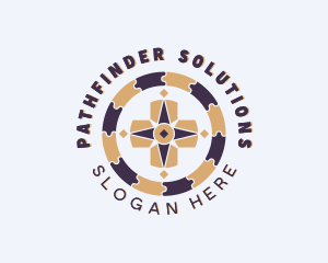 Puzzle Navigation Compass logo design