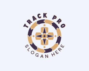 Tracker - Puzzle Navigation Compass logo design