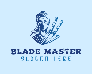 Swords - Blue Ninja Mercenary logo design