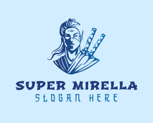 Asian - Blue Ninja Mercenary logo design