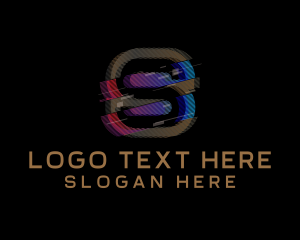 Retro - Gradient Glitch Letter S logo design