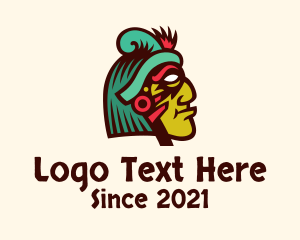 Side View - Colorful Mayan Face logo design