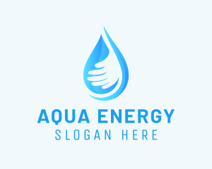 Hand Aqua Droplet logo design