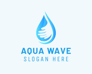 Aqua - Hand Aqua Droplet logo design