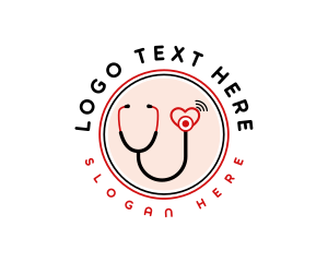 Hospital - Medical Heart Stethoscope logo design