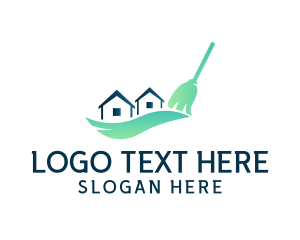 Sanitary - House Broom Cleaning logo design