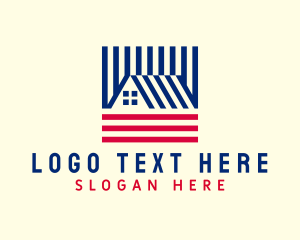 Roofing - Patriotic Residential House logo design