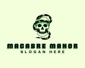 Skull Snake Scary logo design