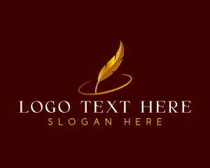Poet - Feather Quill Writing logo design