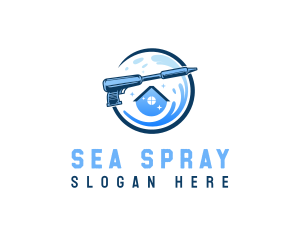 Power Wash Cleaning Wave logo design