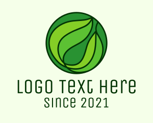 Natural Products - Round Green Leaf logo design