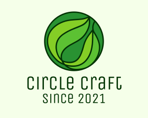 Round Green Leaf logo design