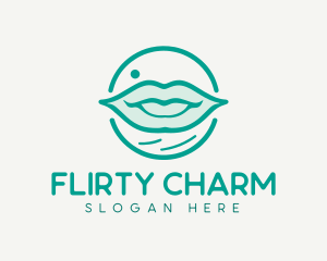 Flirt - Green Lips Circle logo design